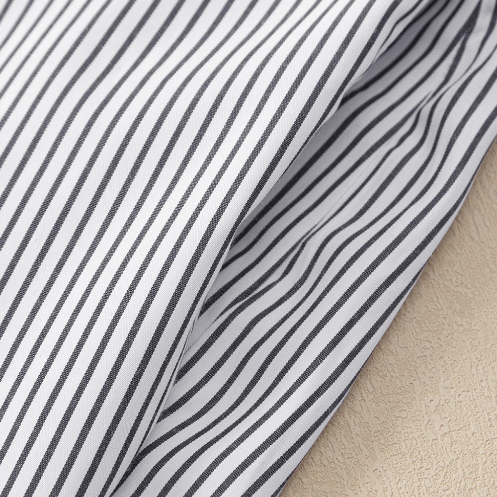 Smocked Cuffed Striped Boyfriend Shirt with Pocket - Picture 11 of 14